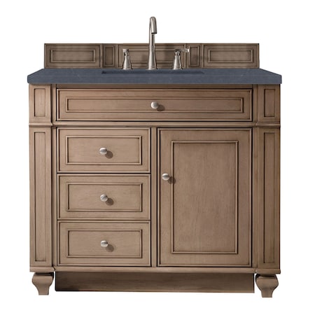 James Martin Vanities Bristol 36in Single Vanity, Whitewashed Walnut w/ 3 CM Charcoal Soapstone Quartz Top 157-V36-WW-3CSP